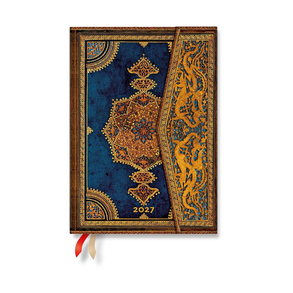 2027 Safavid Indigo (Safavid Binding Art) Midi 12-Month Hardcover Dayplanner (Wrap Closure) Horizontal by Paperblanks - ISBN: 9780349719269