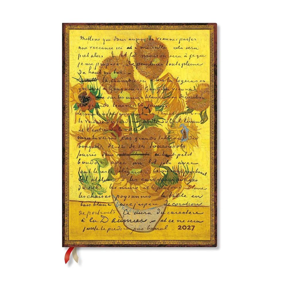 2027 Van Gogh, Sunflowers (Embellished Manuscripts Collection) Grande 12-Month Hardcover Dayplanner (Elastic Band Closure) Vertical by Paperblanks - ISBN: 9780349719849