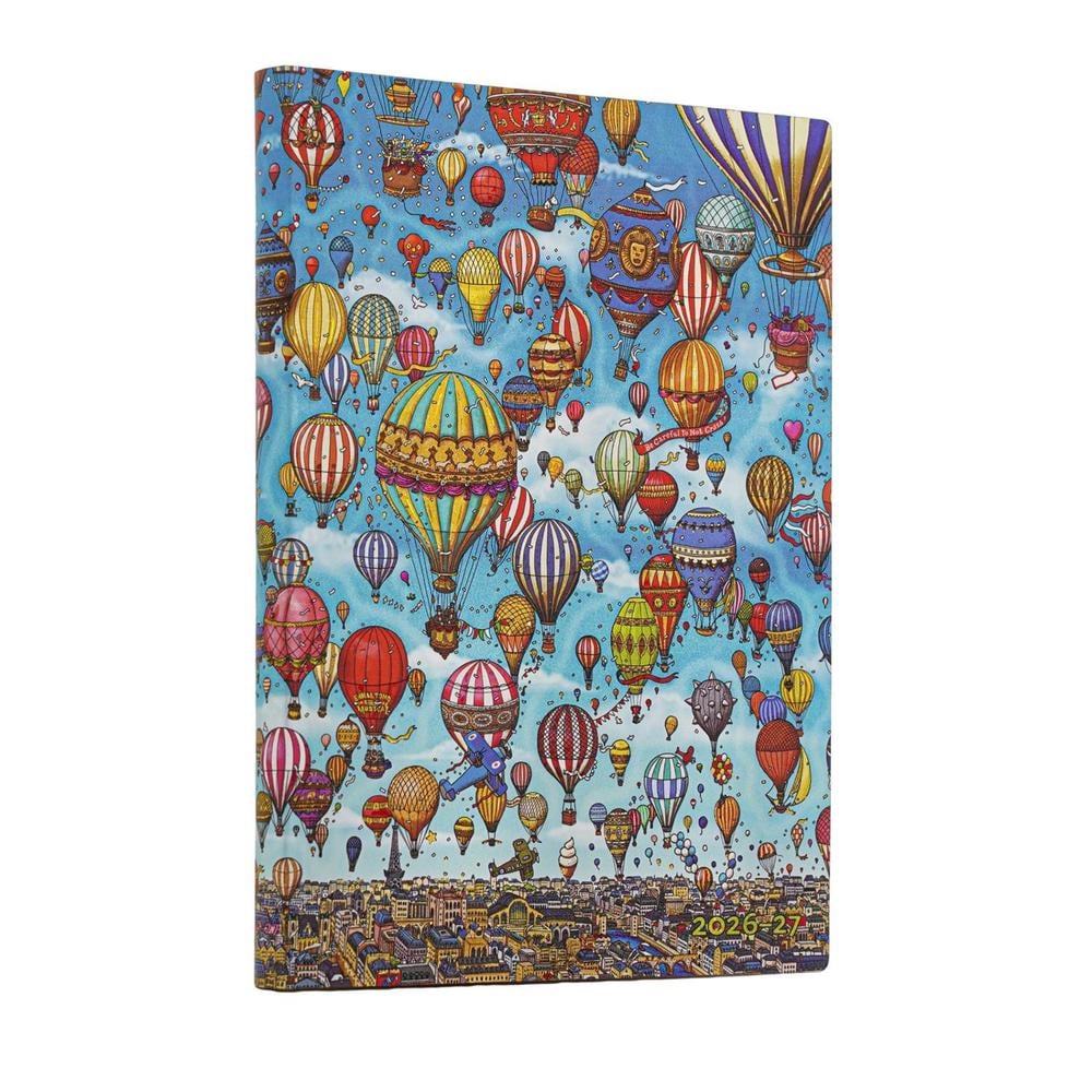 2027 Balloon Festival (Pierre the Maze Detective) Midi 18-Month Softcover Dayplanner (Elastic Band Closure) Horizontal by Paperblanks - ISBN: 9780349719856