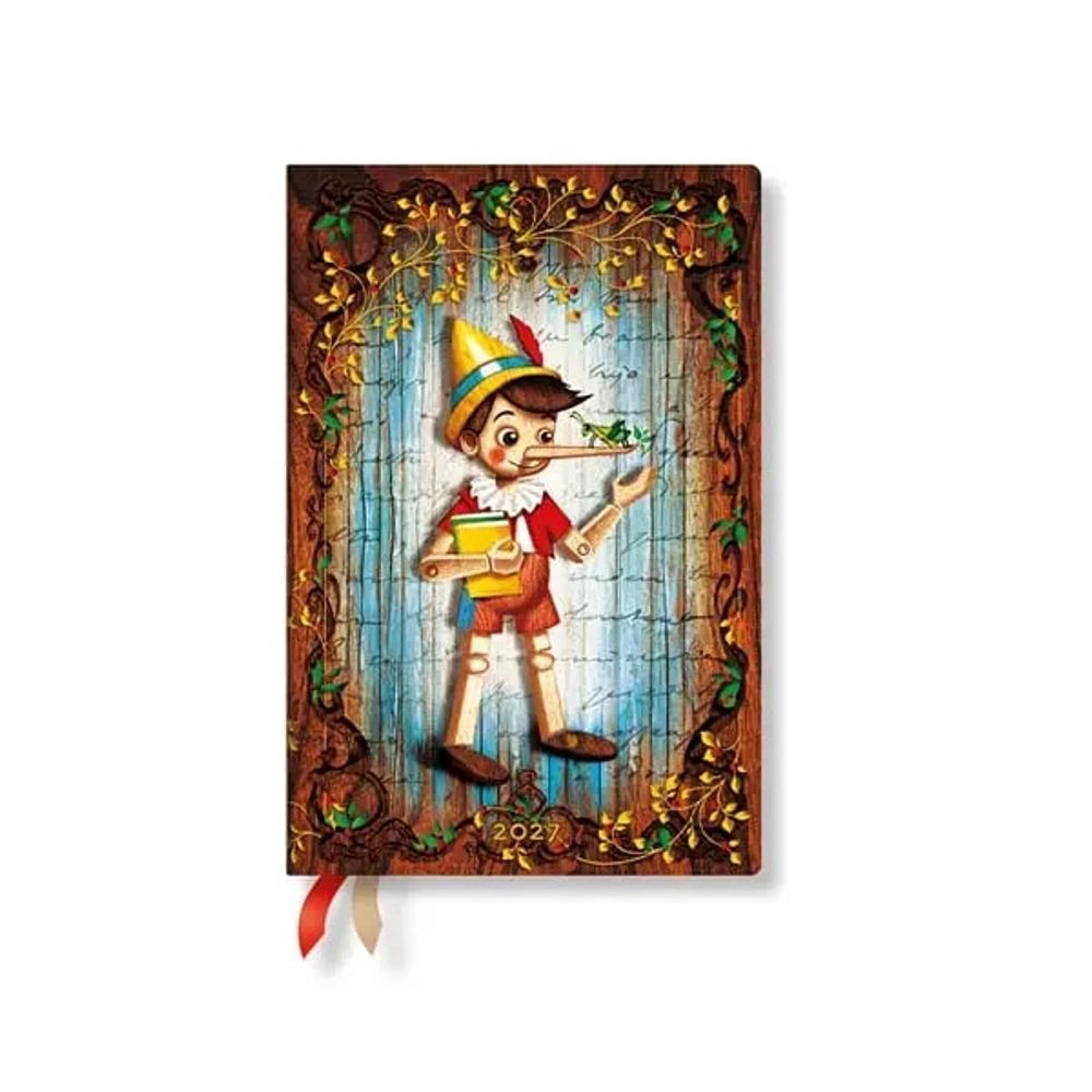 2027 Carlo Collodi, Pinocchio (Fairy Tale Collection) Mini 12-Month Softcover Dayplanner (Elastic Band Closure) Horizontal by Paperblanks - ISBN: 9780349719955