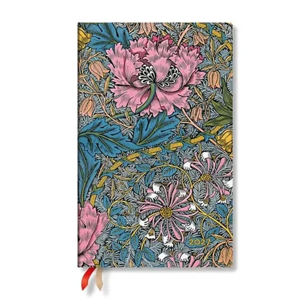 2027 Morris Pink Honeysuckle (William Morris) Maxi 12-Month Softcover Dayplanner (Elastic Band Closure) Horizontal by Paperblanks - ISBN: 9780349720104