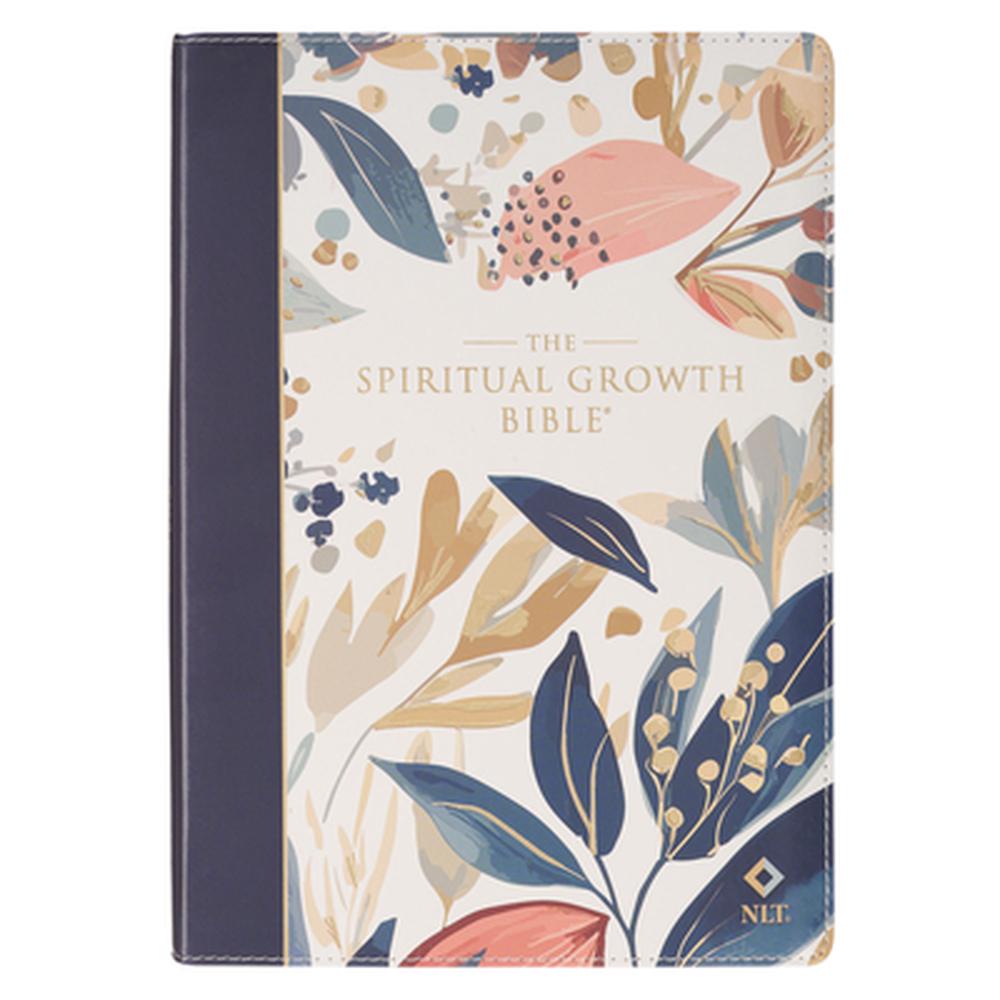 Nlt, the Spiritual Growth Bible Faux Leather, Navy with Leaves, 9780638004120