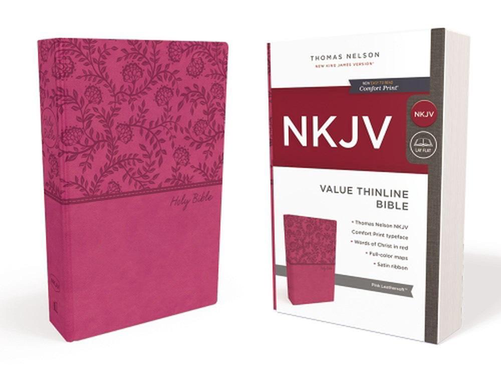 NKJV, Value Thinline Bible, Pink Leathersoft, Red Letter, Comfort Print, 9780718074449