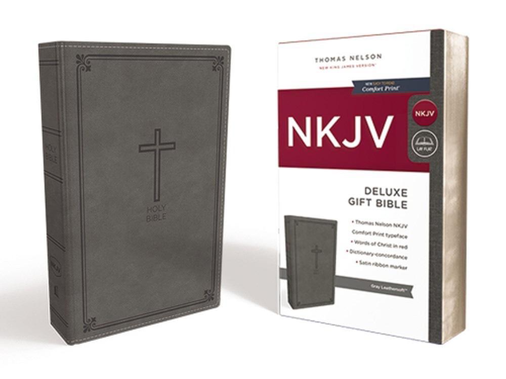 NKJV, Deluxe Gift Bible, Leathersoft, Gray, Red Letter, Comfort Print, 9780718075040