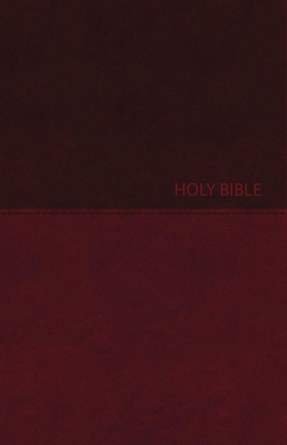 NKJV, Value Thinline Bible, Large Print, Burgundy Leathersoft, Red Letter, Comfort Print by Thomas Nelson - ISBN: 9780718075606