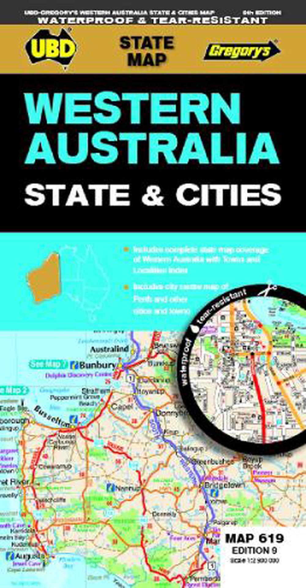 Western Australia State & Cities Map 619 9th ed waterproof by UBD ...