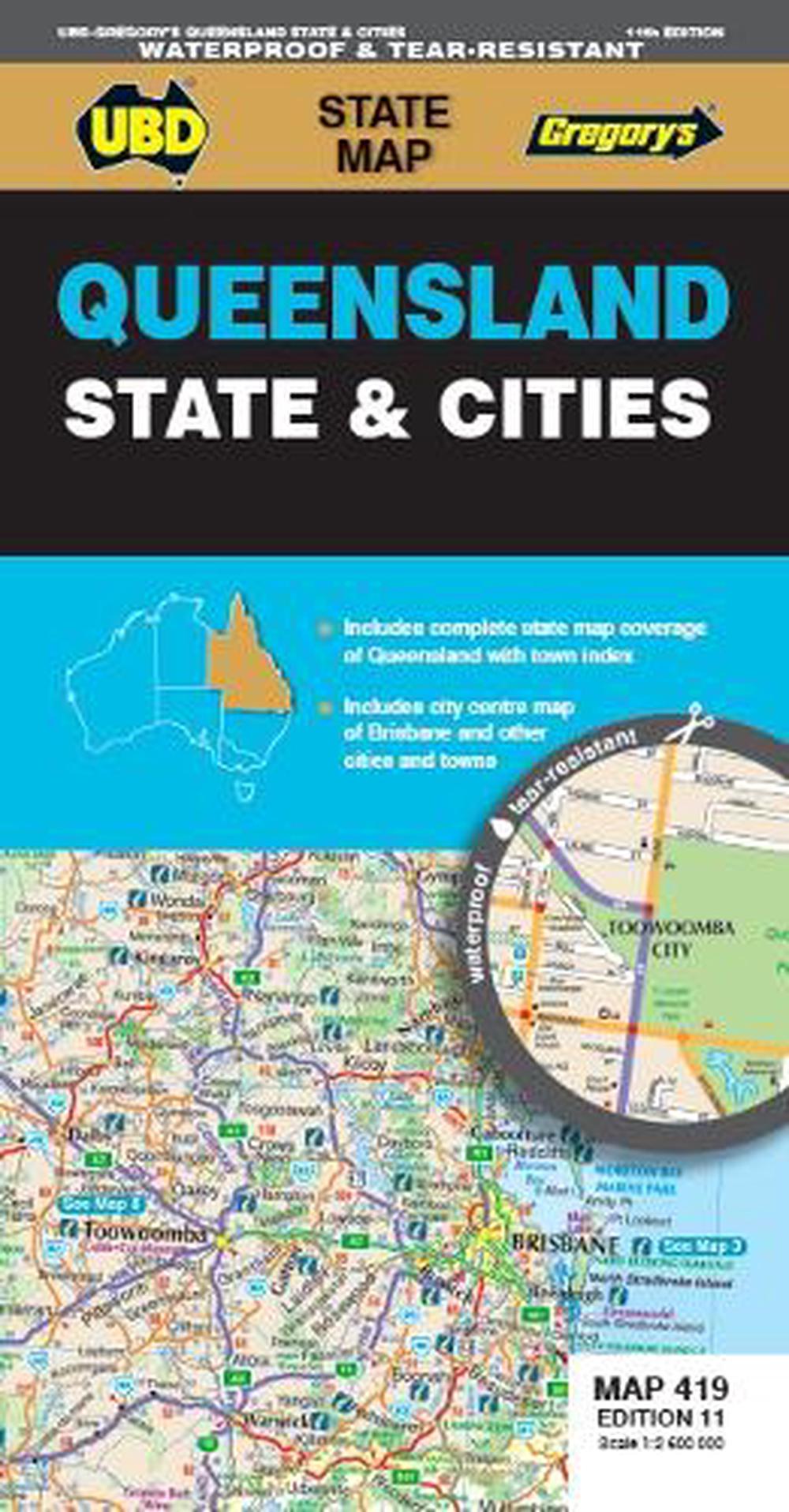 Queensland State & Cities Map 419 11th ed (waterproof), 9780731933419