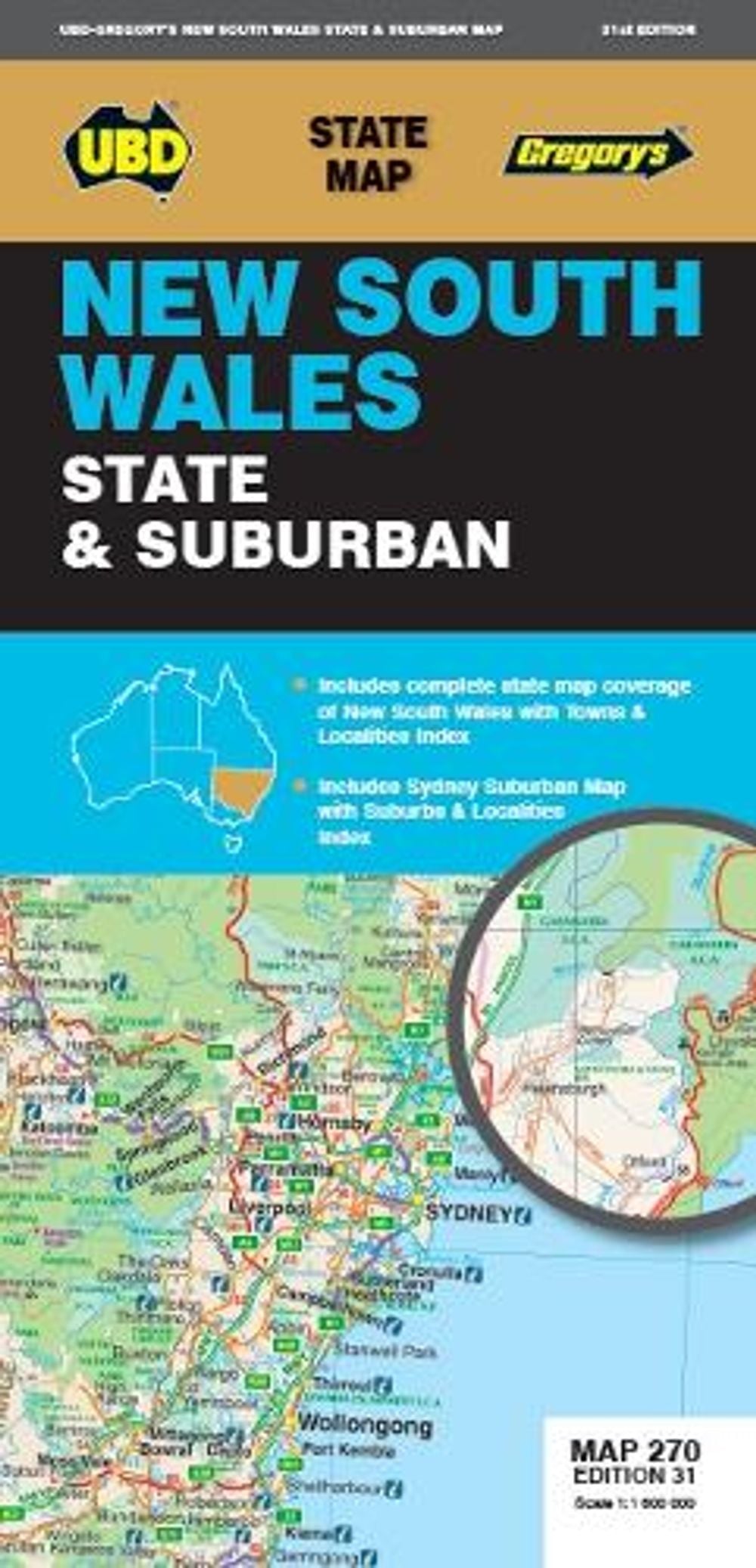 New South Wales State & Suburban Map 270 31st ed by UBD Gregory's - ISBN: 9780731933556