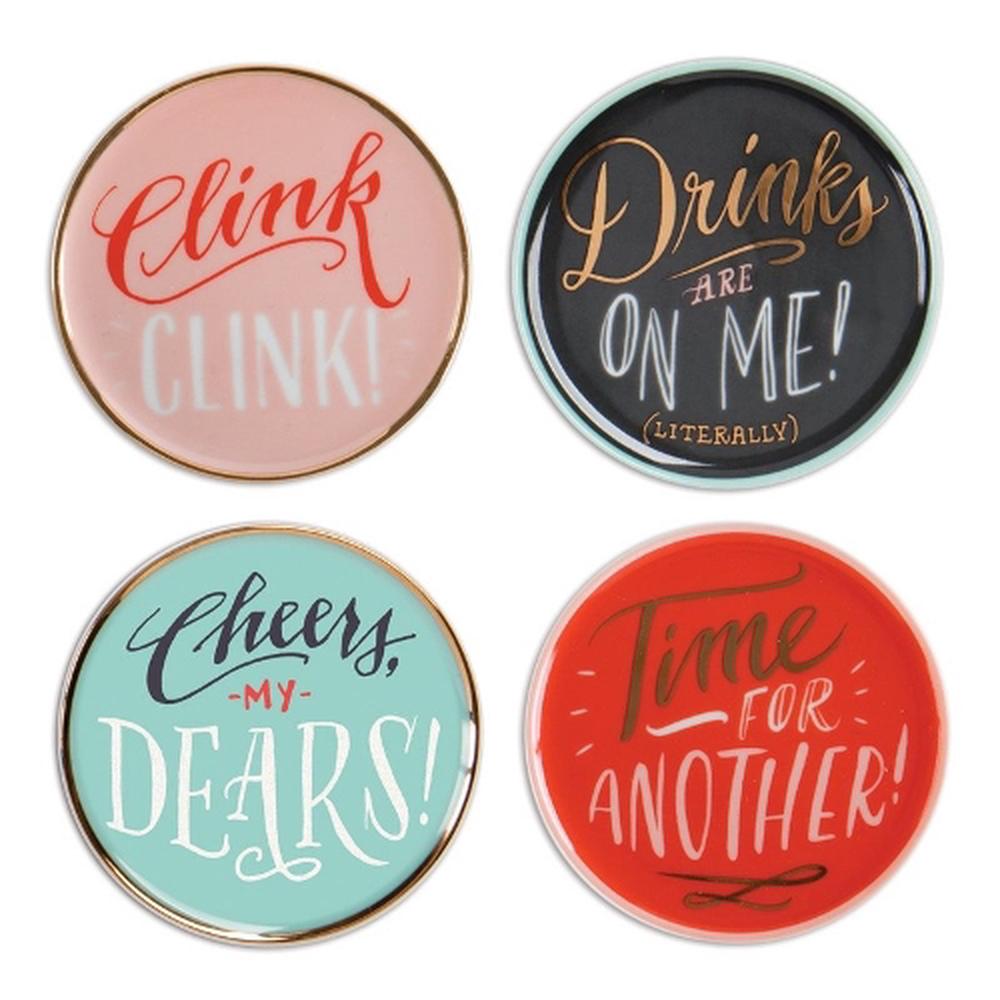 Galison Ladyfingers Letterpress High Five Porcelain Coaster Set, 9780735348271