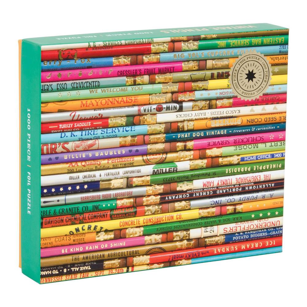 Galison Phat Dog Vintage Pencils 1000 Piece Foil Stamped Puzzle by Galison - ISBN: 9780735353251