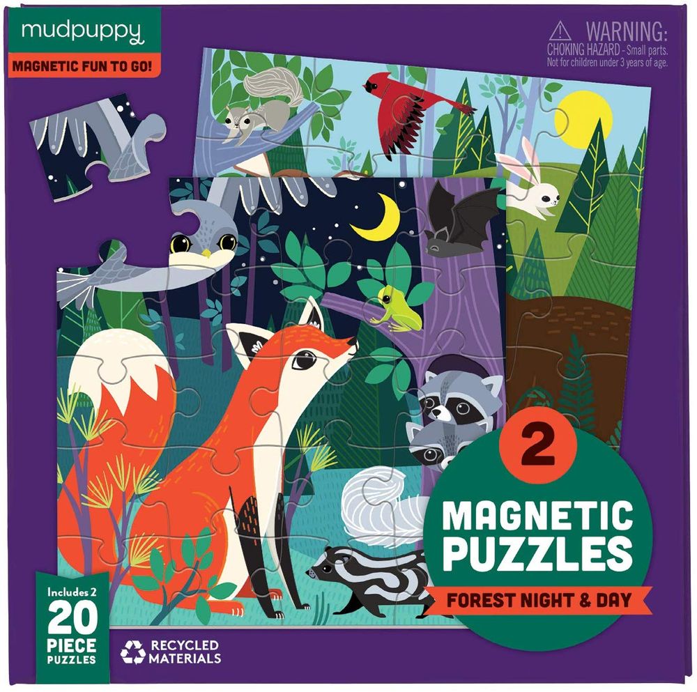 Mudpuppy Forest Night and Day Magnetic Jigsaw Puzzle, 2 x 20 Piece by Mudpuppy - ISBN: 9780735360488