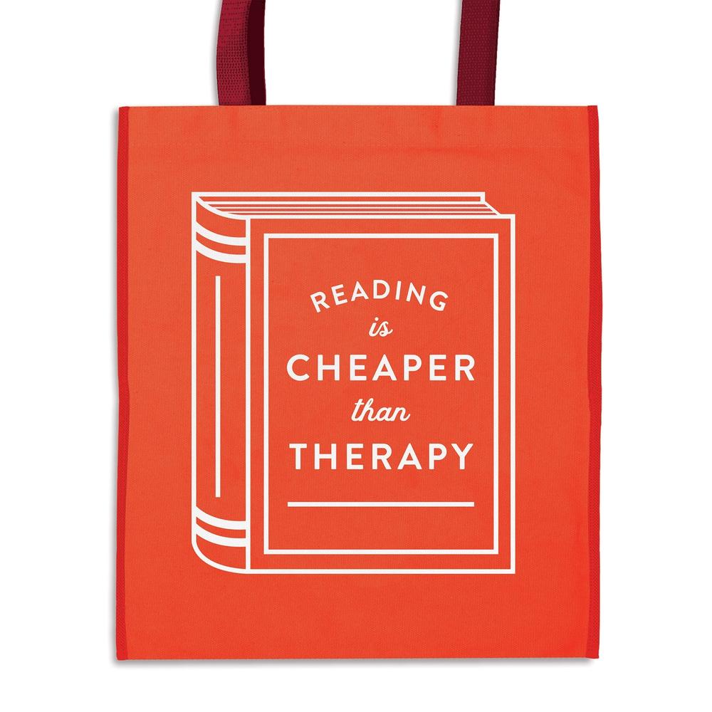 Out of Print Reading is Cheaper Than Therapy Reusable Shopping Bag, 9780735365339