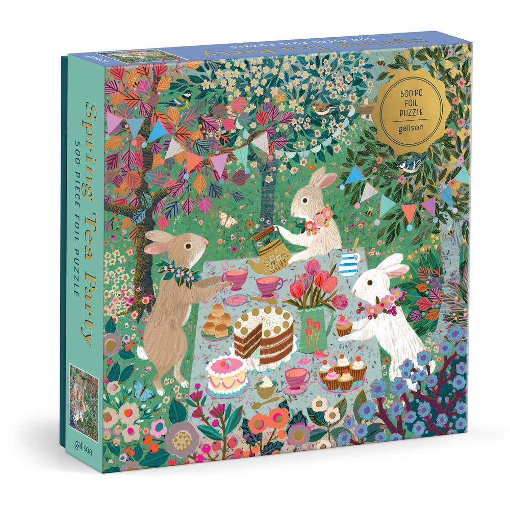 Galison Spring Tea Party 500 Piece Foil Jigsaw Puzzle, 9780735384514