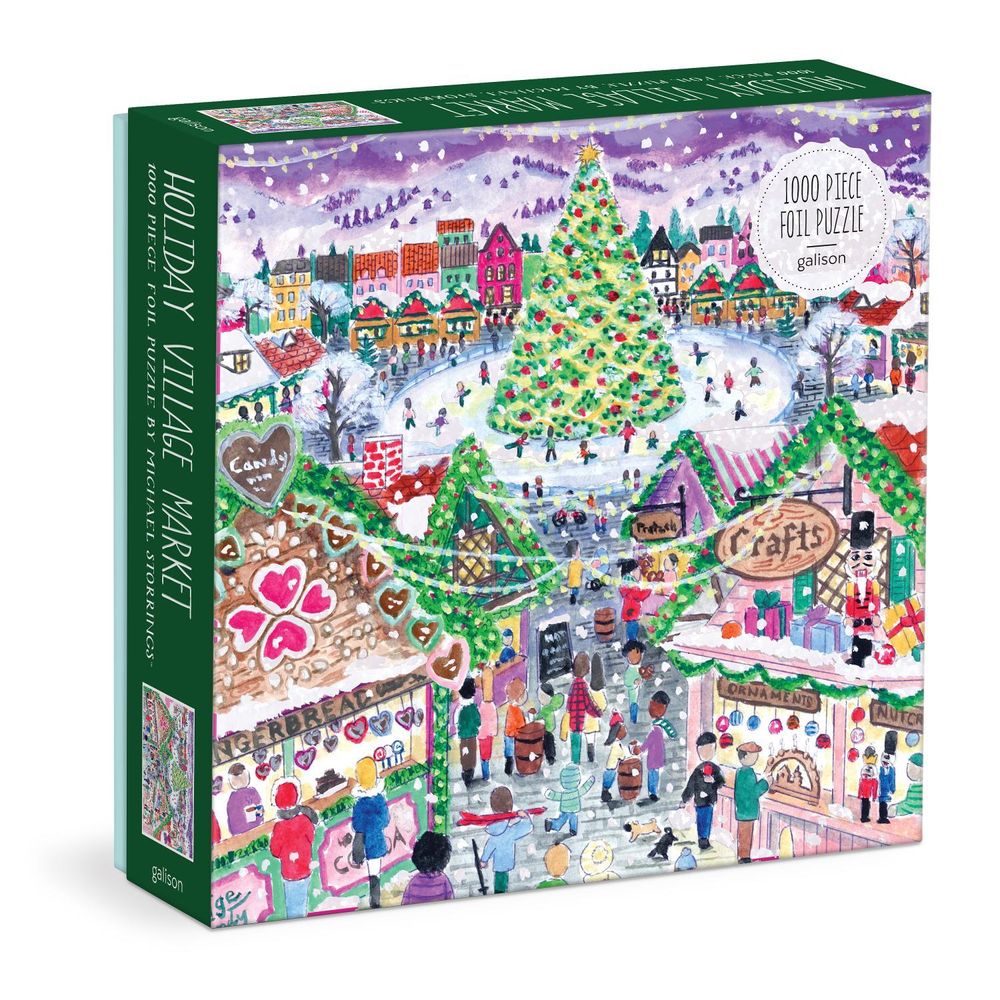 Michael Storrings Holiday Village Market 1000pc Foil Puzzle in Square Box by Michael Storrings - ISBN: 9780735387058