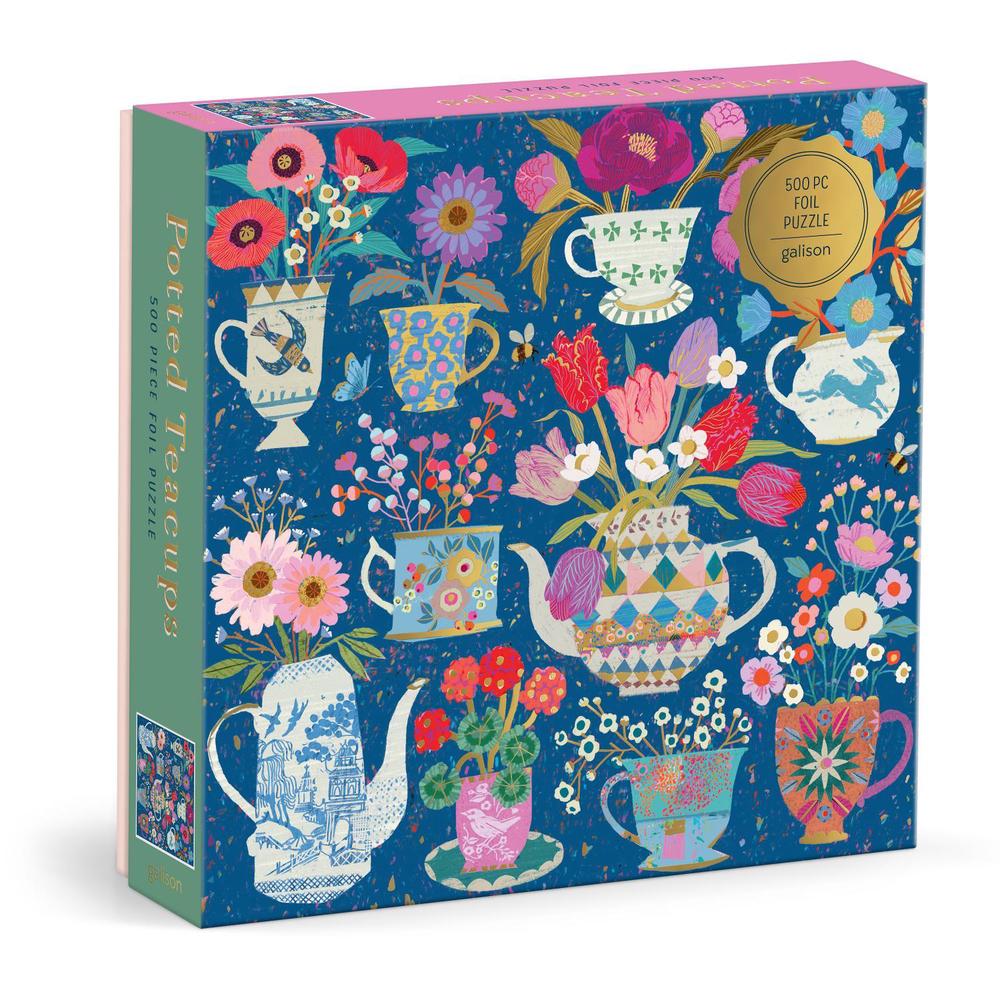 Victoria Ball Potted Teacups 500 Piece Foil Puzzle by Galison - ISBN: 9780735388154
