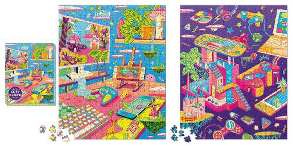 Cozy Gamer 2-in-1 Double-Sided 500-Piece Puzzle, 9780762484386