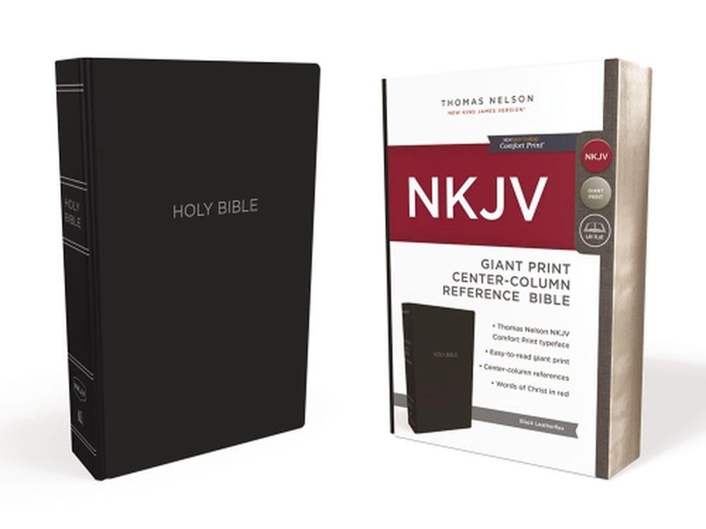 NKJV Holy Bible, Giant Print Center-Column Reference Bible, Black Leather-look, 72,000+ Cross References, Red Letter, Comfort Print: New King James Version, 9780785217565