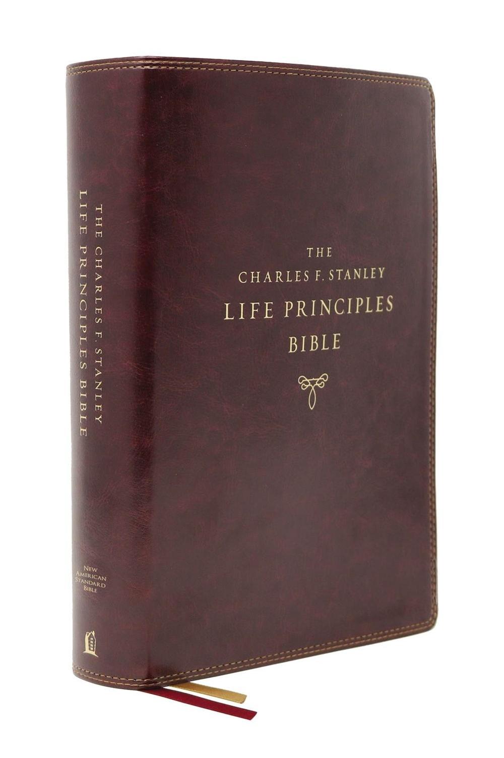 NASB, Charles F. Stanley Life Principles Bible, 2nd Edition, Leathersoft, Burgundy, Comfort Print, 9780785226024