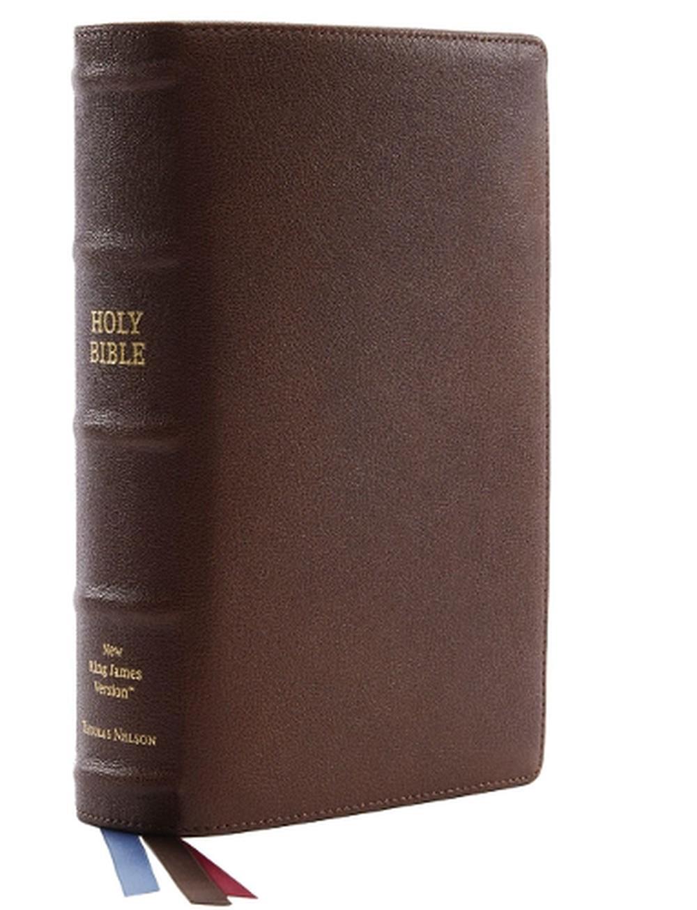 NKJV, Single-Column Reference Bible, Premium Goatskin Leather, Brown, Premier Collection, Comfort Print, 9780785231240