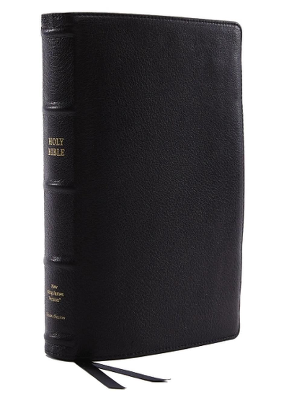 NKJV, Reference Bible, Classic Verse-by-Verse, Center-Column, Premium Goatskin Leather, Black, Premier Collection, Red Letter, Comfort Print, 9780785231271