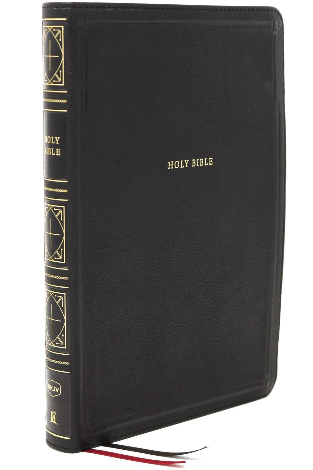 NKJV Holy Bible, Giant Print Thinline Bible, Black Leathersoft, Thumb Indexed, Red Letter