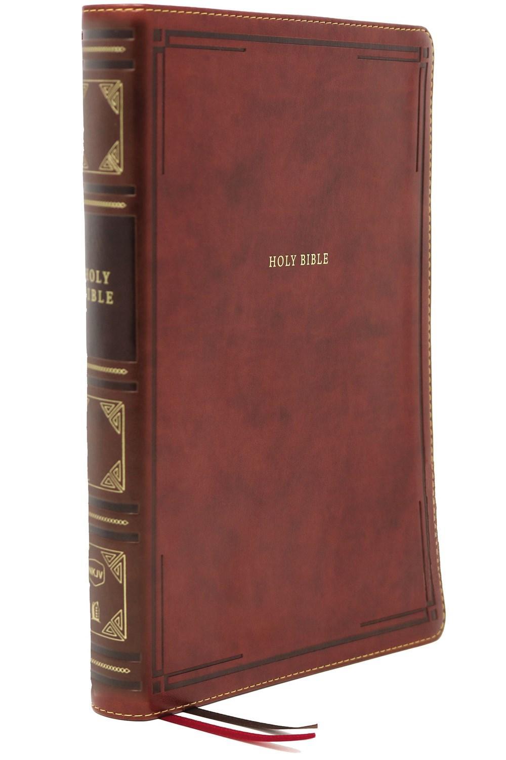 NKJV Holy Bible, Giant Print Center-Column Reference Bible, Brown Leathersoft, 72,000+ Cross References, Red Letter, Comfort Print: New King James Version, 9780785238317