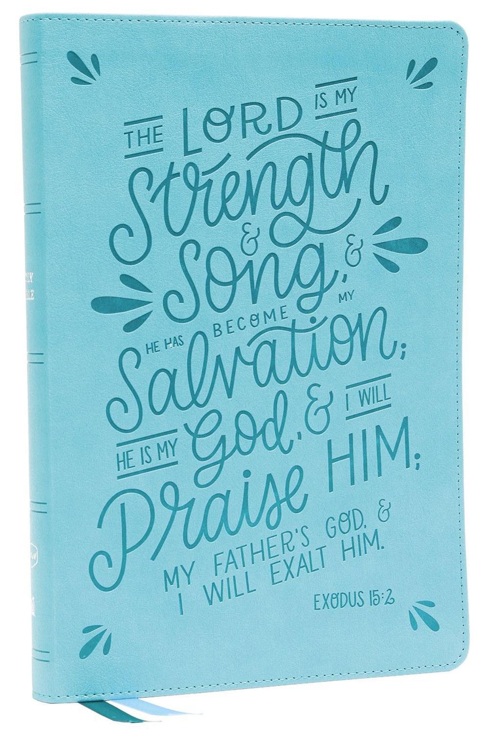 NKJV, Thinline  Bible, Verse Art Cover Collection, Leathersoft, Teal, Red Letter, Comfort Print, 9780785242215