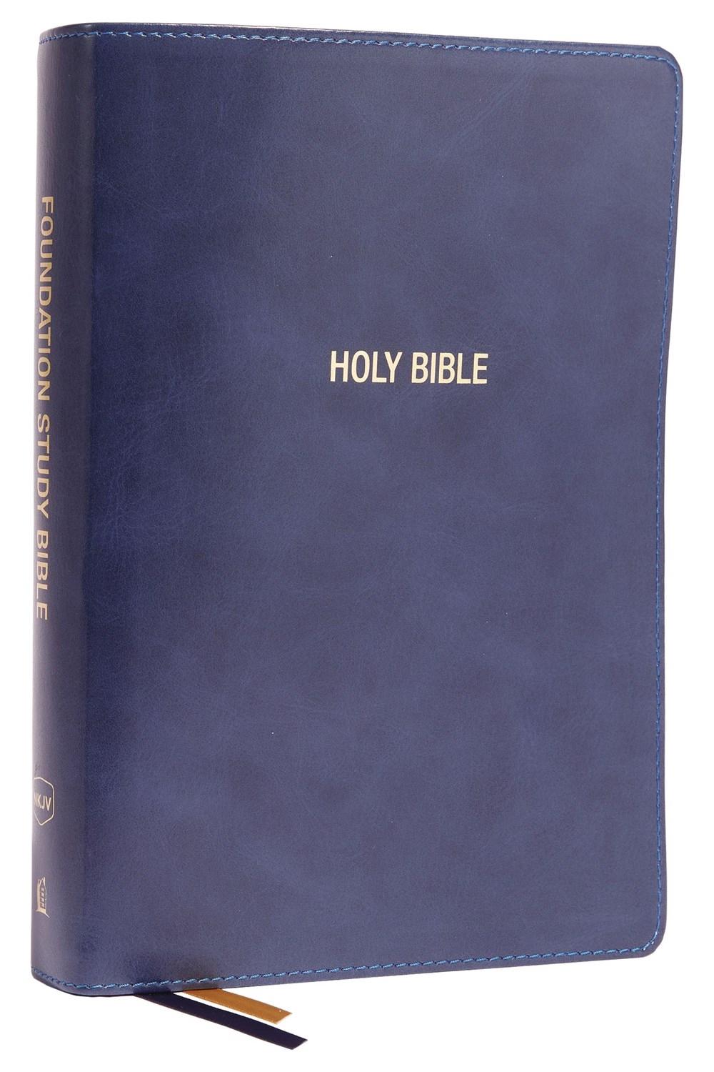 NKJV, Foundation Study Bible, Large Print, Leathersoft, Blue, Red Letter, Comfort Print, 9780785261179
