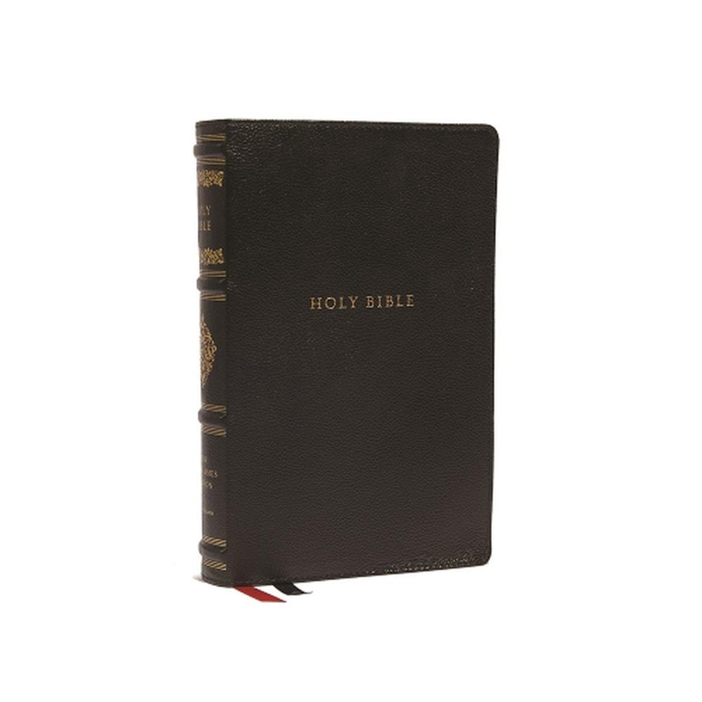 NKJV, Personal Size Reference Bible, Sovereign Collection, Genuine Leather, Black, Red Letter, Thumb Indexed, Comfort Print, 9780785265450