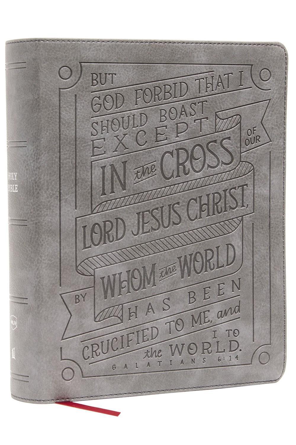 Thomas Nelson NKJV, Journal Reference Edition Bible, Verse Art Cover Collection, Leathersoft, Gray, Red Letter, Comfort Print, 9780785291497