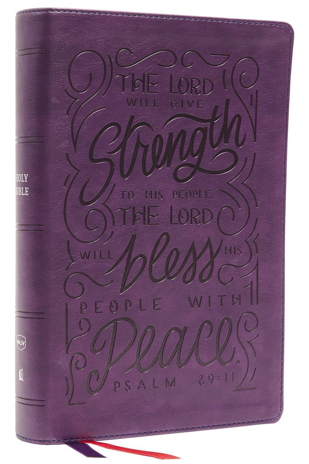 NKJV, Giant Print Center-Column Reference Bible, Verse Art Cover Collection, Leathersoft, Purple, Red Letter, Comfort Print, 9780785292760