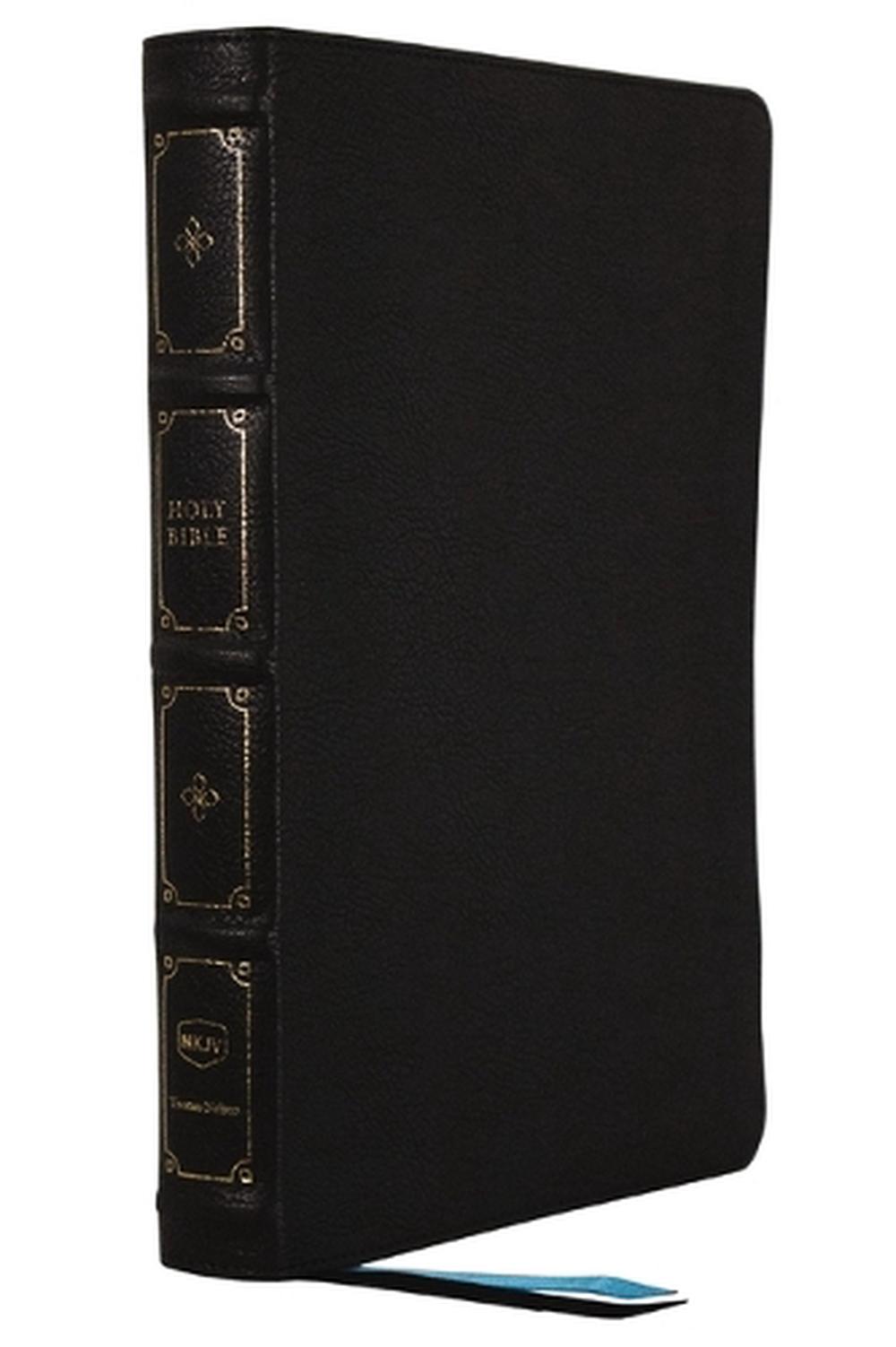 NKJV, Large Print Thinline Reference Bible, Blue Letter, Maclaren Series, Leathersoft, Black, Comfort Print, 9780785297390