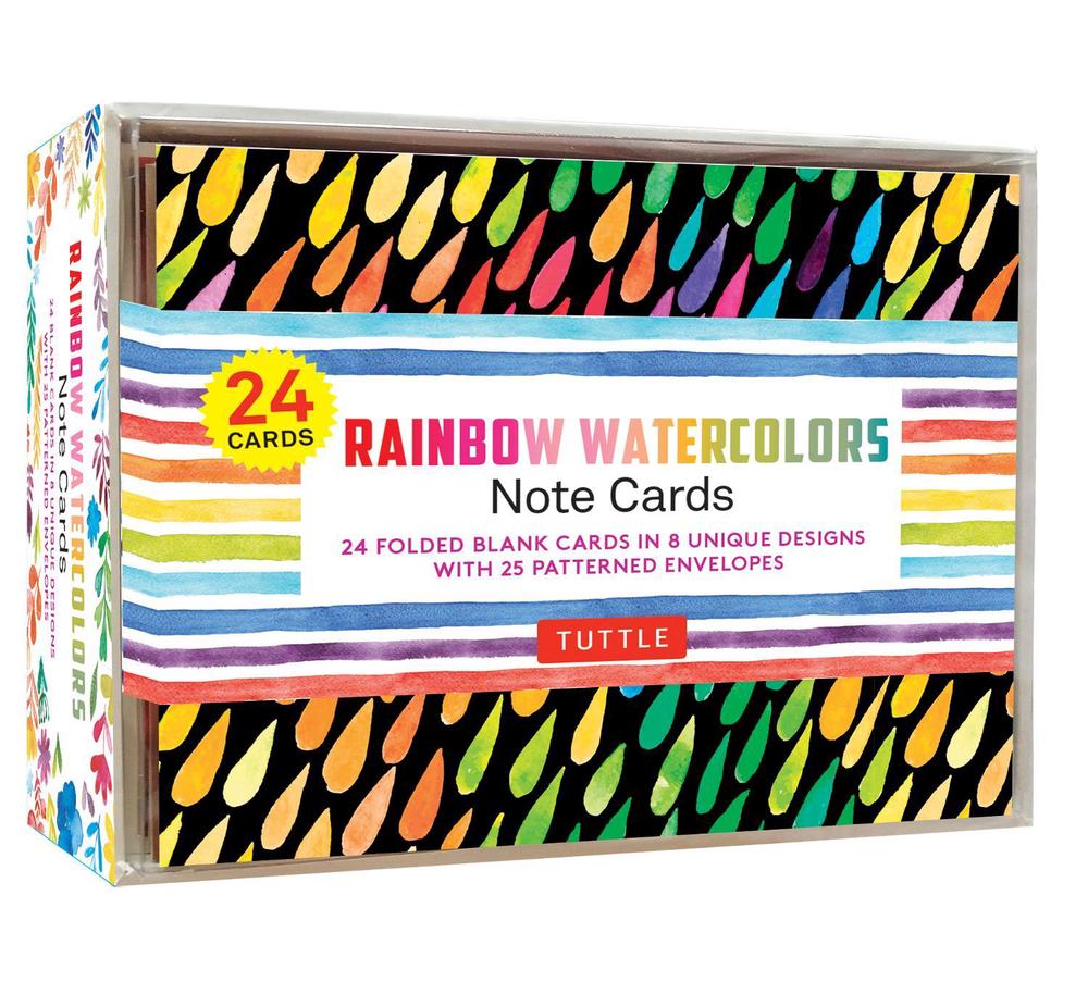 Rainbow Watercolors Note Cards, 24 Blank Cards, 9780804854238