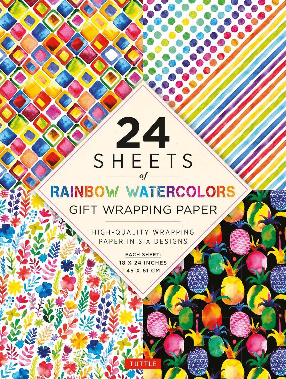 24 sheets of Rainbow Watercolors Gift Wrapping Paper, 9780804854429