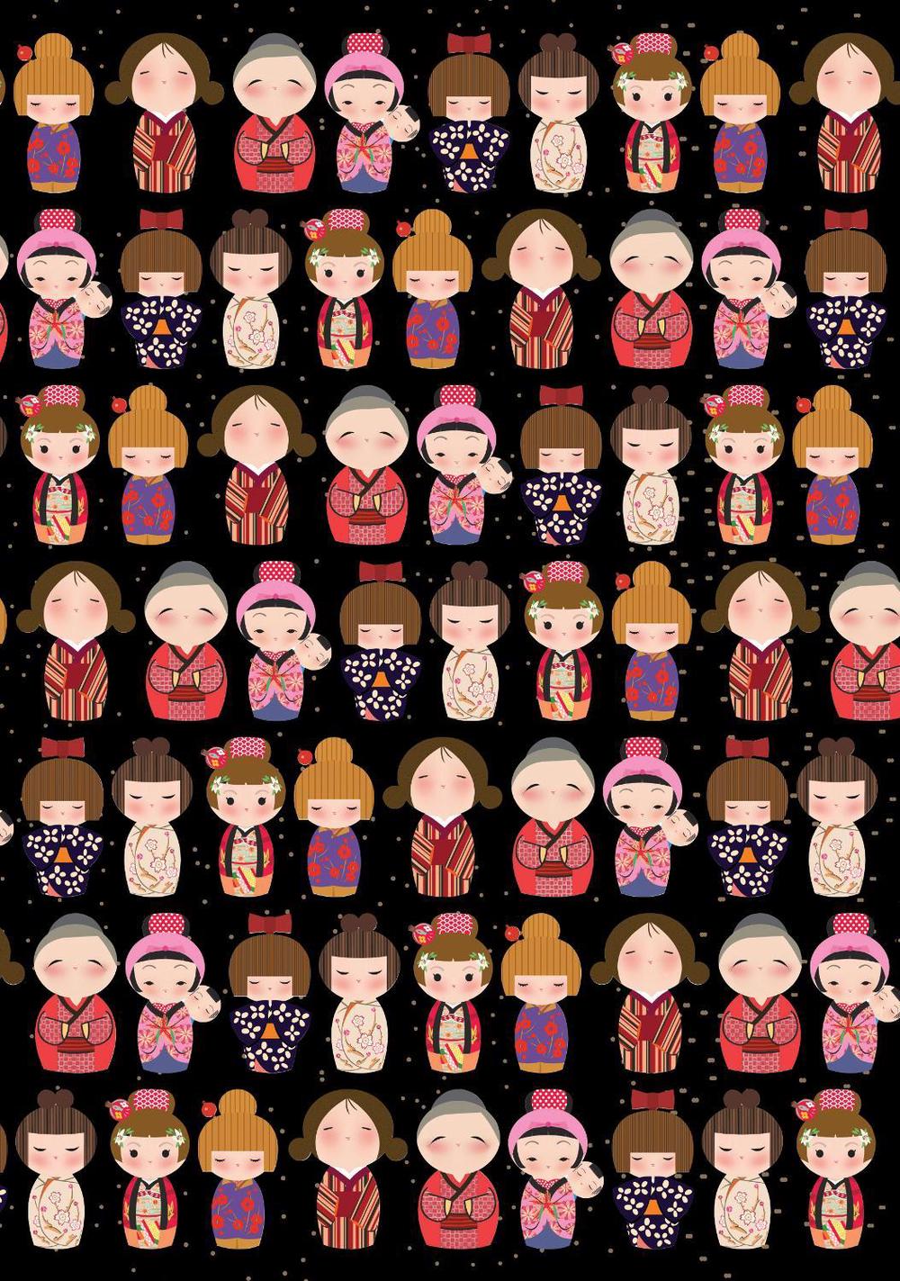 Tuttle Studio Cute Kokeshi Dolls Lined Paperback Journal, 9780804855655