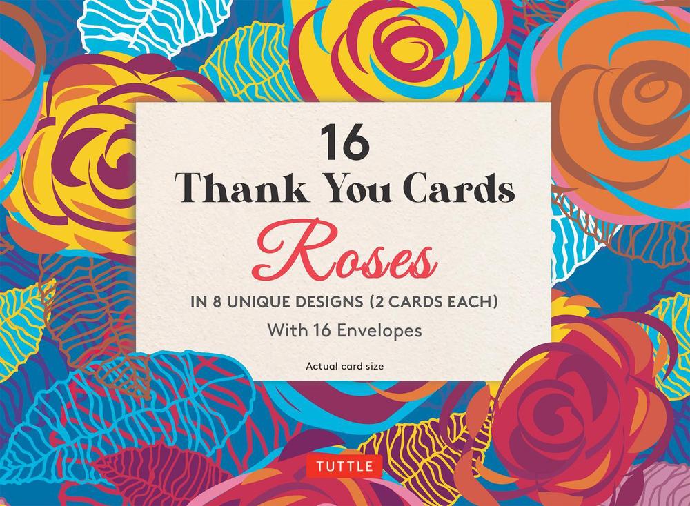 16 Thank You Cards, Roses, 9780804857826