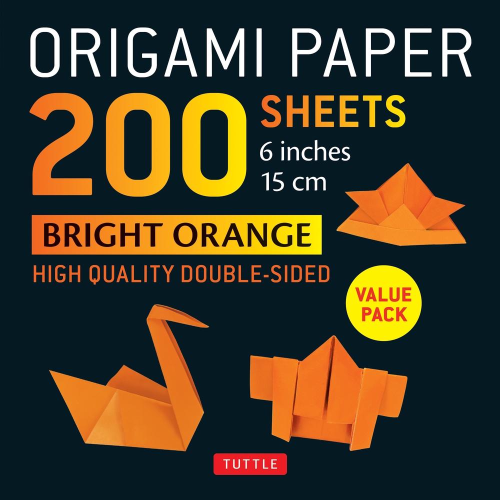Origami Paper 200 sheets Bright Orange 6" (15 cm), 9780804858885
