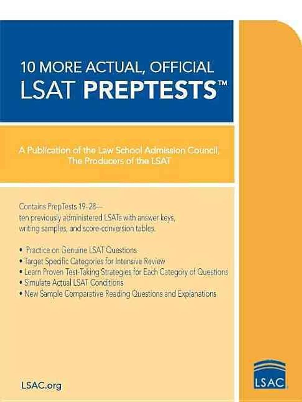 10 More, Actual Official LSAT Preptests by Law School Admission Council ...