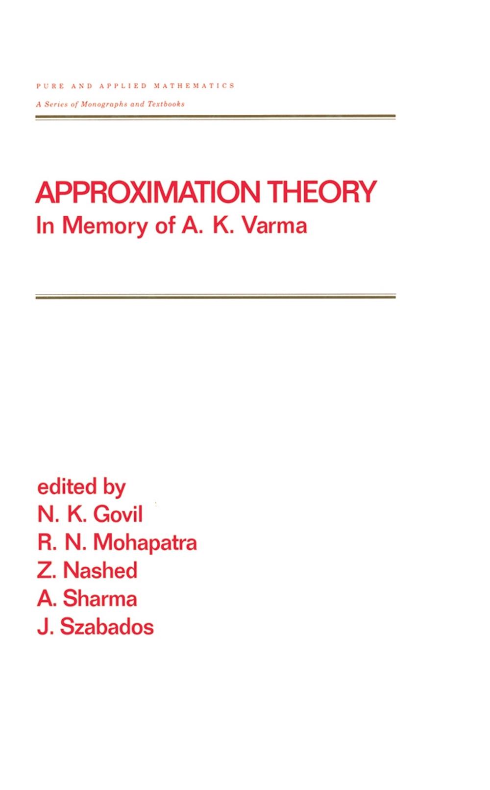 Approximation Theory, 9781000110180