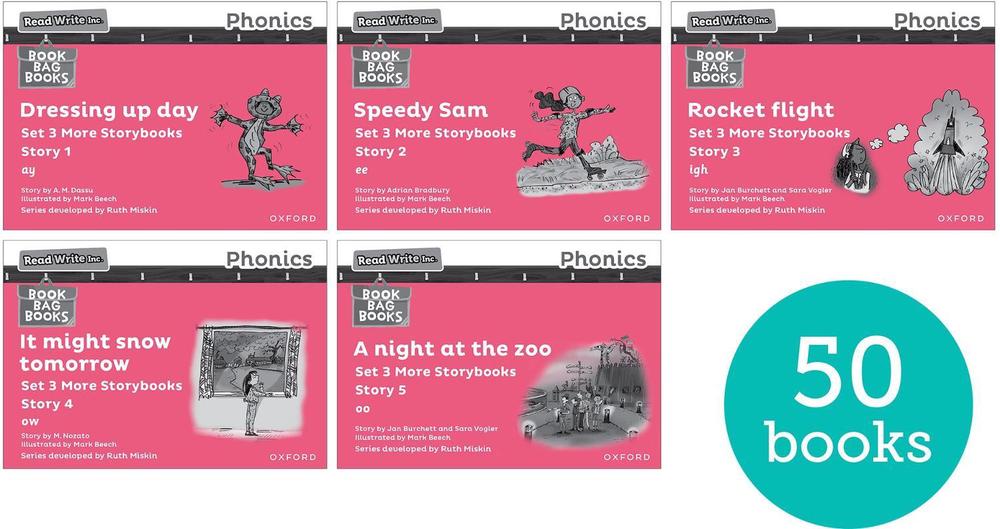 Read Write Inc. Phonics Pink Set 3 More Black & White Storybooks (Pack of 50) by Ruth Miskin