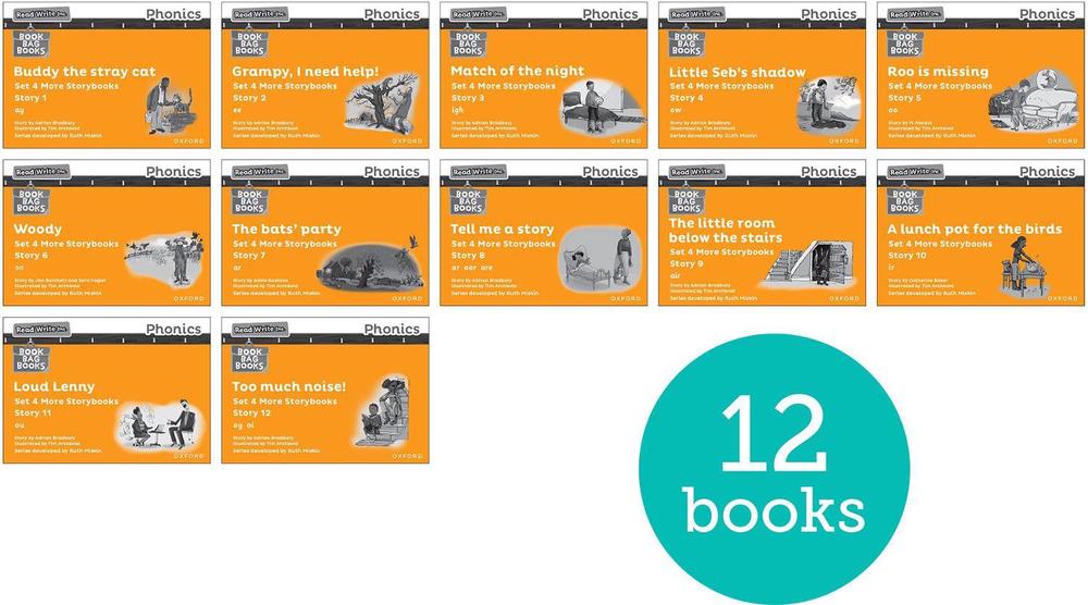 Read Write Inc. Phonics: Orange Set 4 More Black & White Storybooks (Pack of 12), 9781382047906