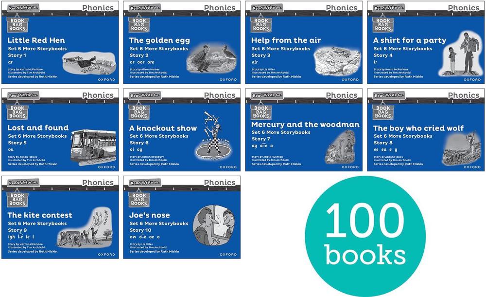 Read Write Inc. Phonics: Blue Set 6 More Black & White Storybooks (Pack of 100), 1st Edition, 9781382048156