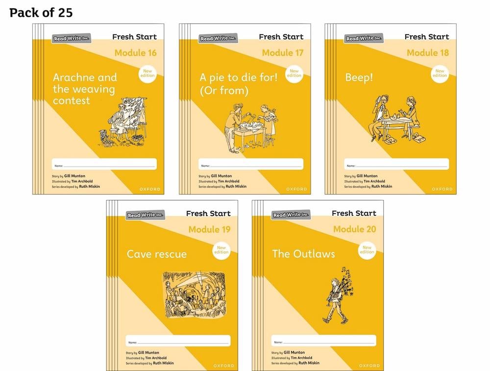 Read Write Inc. Fresh Start: 2024 Modules 16-20 - Pack of 25 by Ruth Miskin - ISBN: 9781382053389
