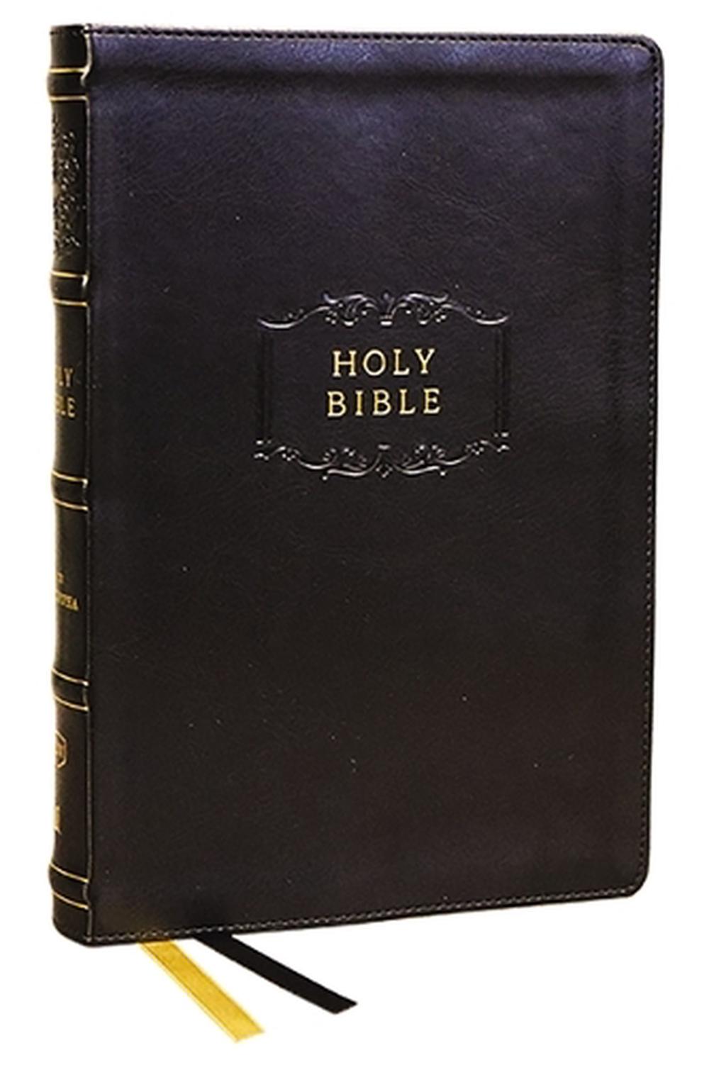 KJV Holy Bible with Apocrypha and 73,000 Center-Column Cross References, Black Leathersoft, Red Letter, Comfort Print (Thumb Indexed): King James Version, 9781400332014