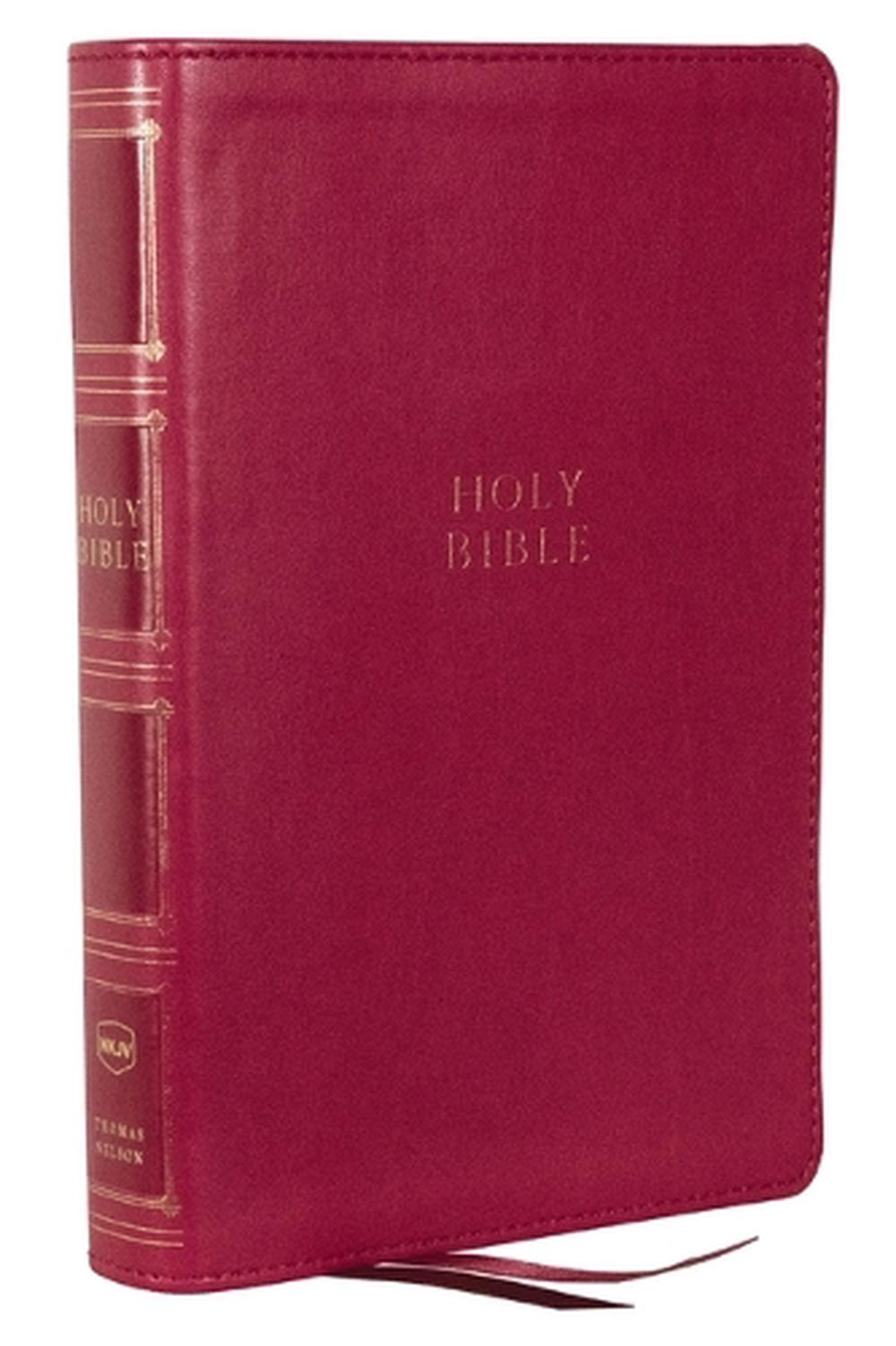 NKJV, Compact Center-Column Reference Bible, Dark Rose Leathersoft, Red Letter, Comfort Print, 9781400333073