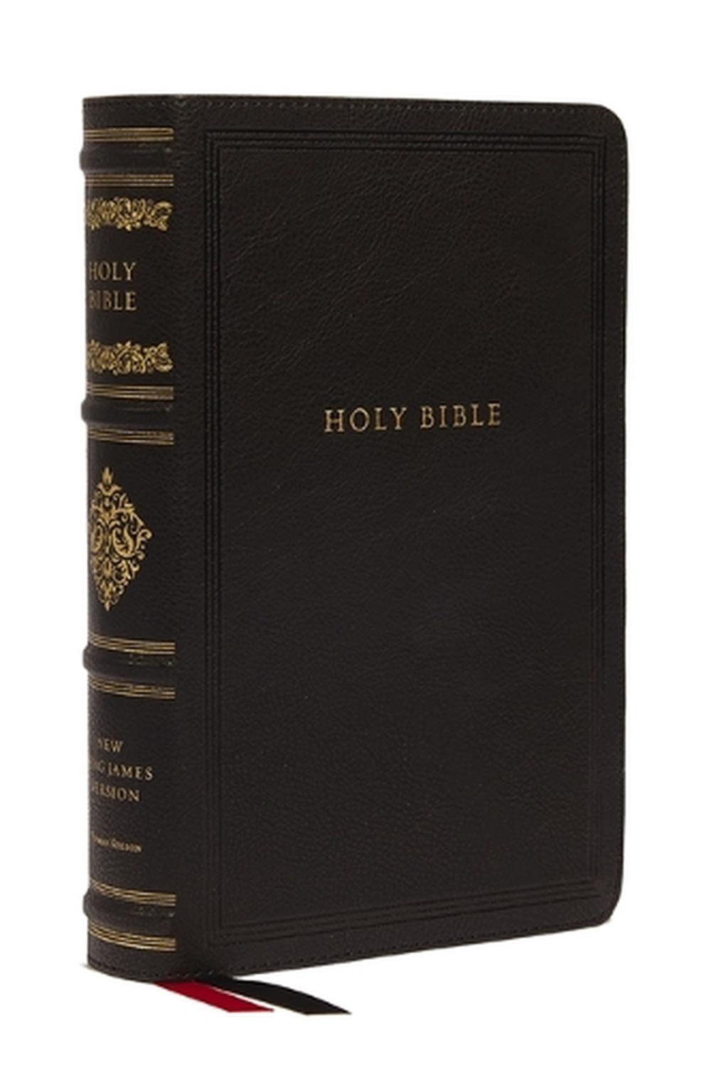 NKJV Large Print Reference Bible, Black Leathersoft, Red Letter, Comfort Print, Thumb Indexed (Sovereign Collection), 9781400344253