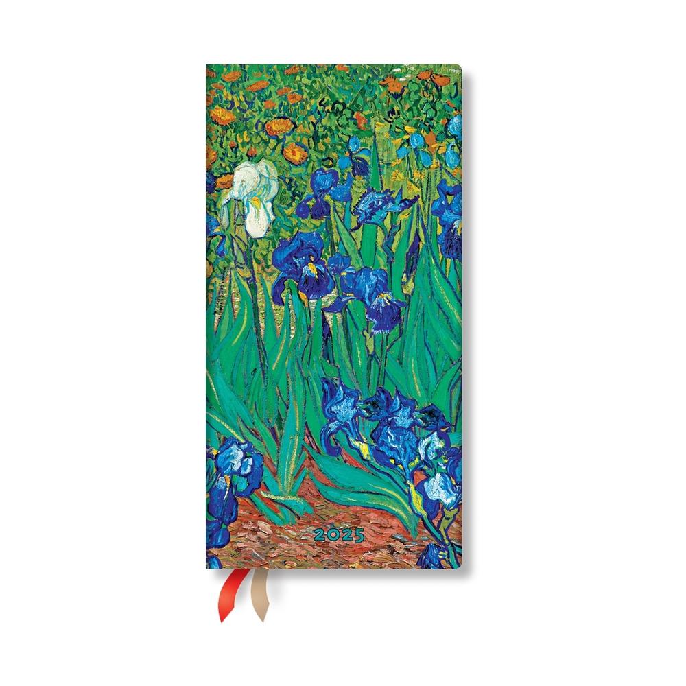 Van Gogh’s Irises Slim 12-month Horizontal Hardback Dayplanner 2025 (Elastic Band Closure), 9781408757642