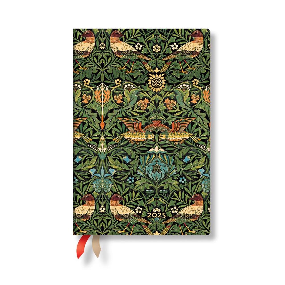 Morris Birds (William Morris) Mini 12-month Horizontal Softcover Flexi Dayplanner 2025 (Elastic Band Closure), 9781408758366