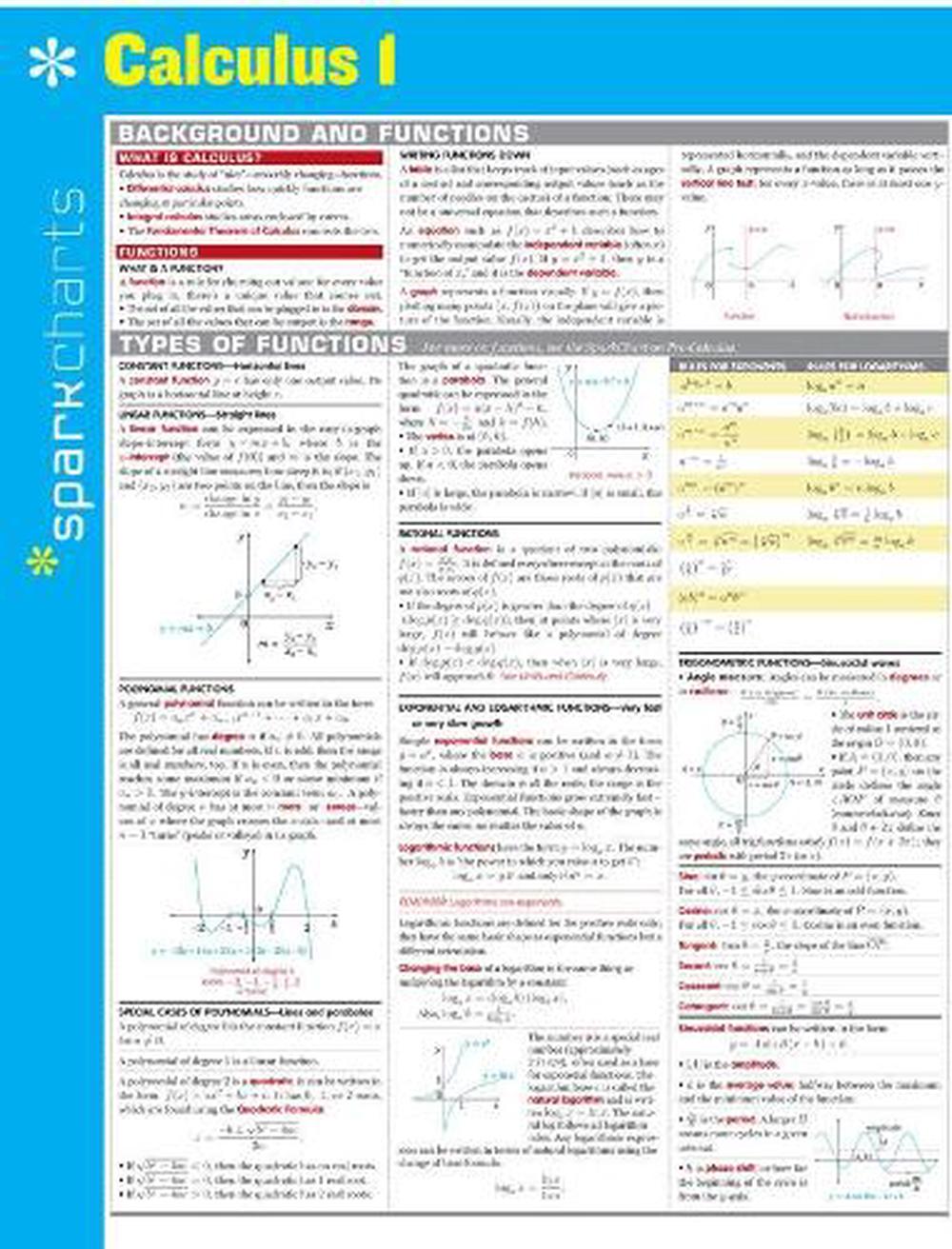 Calculus I Sparkcharts by Sparknotes - ISBN: 9781411470217