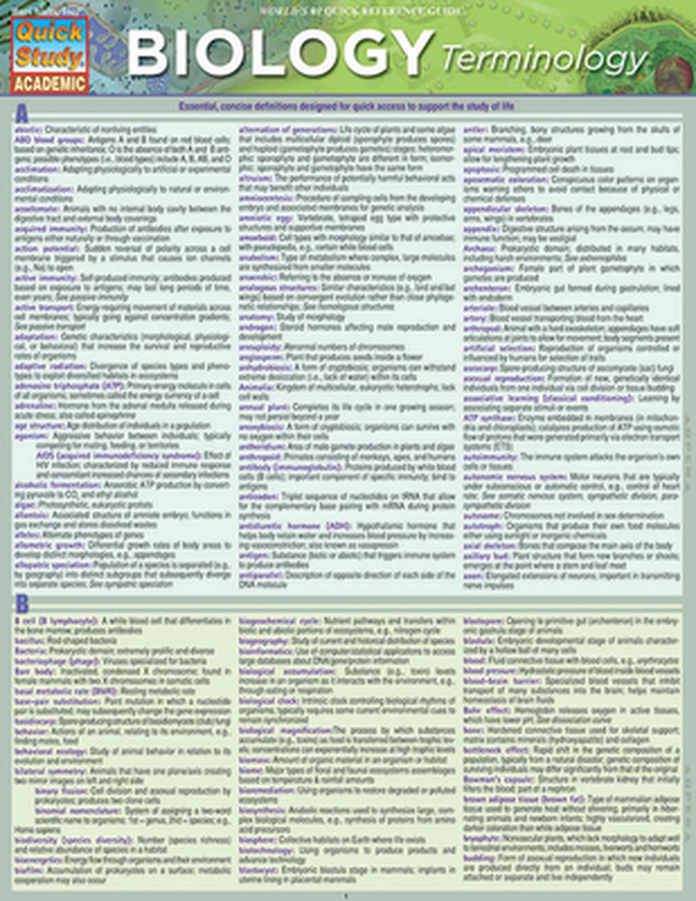 Biology Terminology, 9781423221517